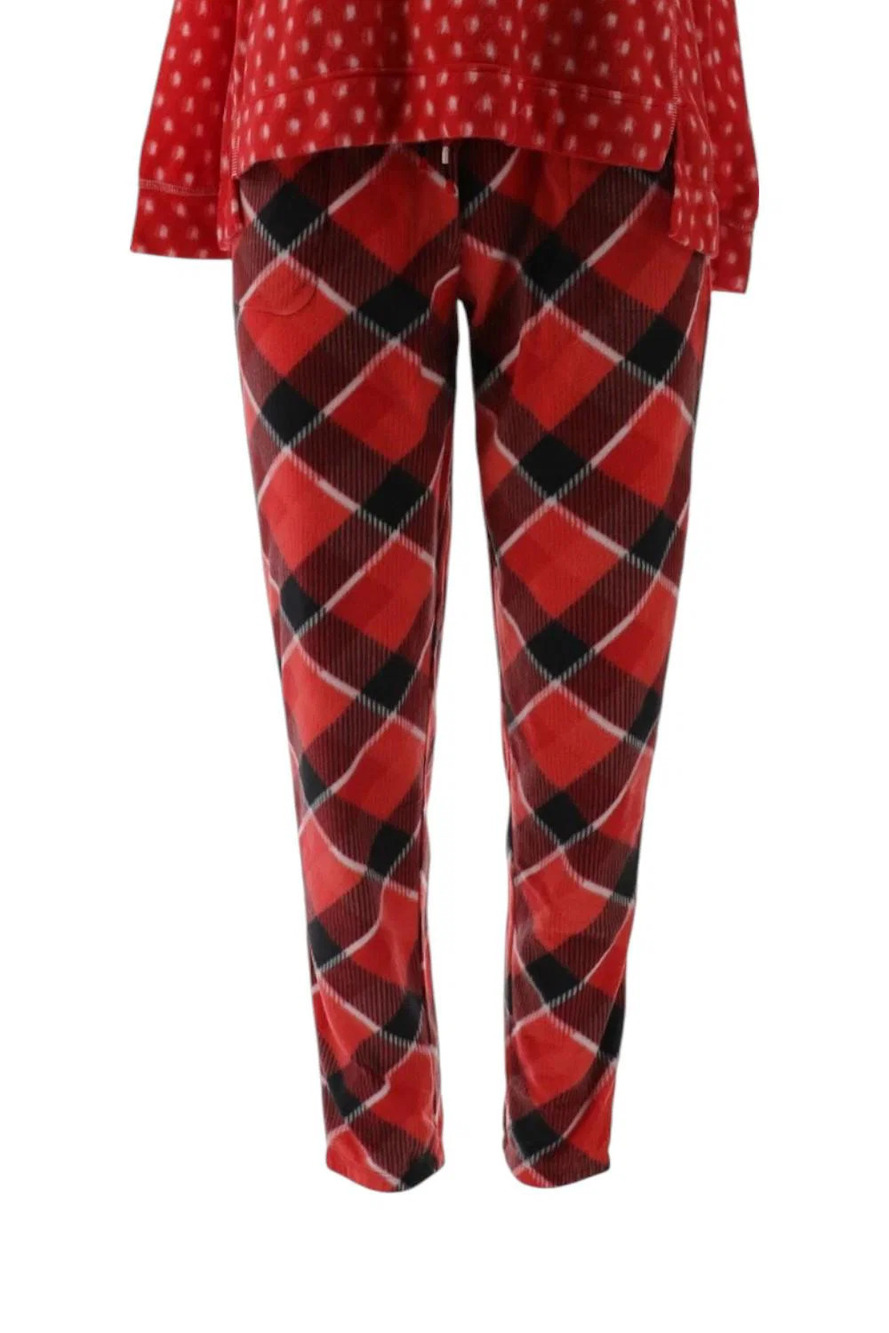 Comfort Code Women's Sueded Microfleece PJ Jogger Pant Red Check - Regular